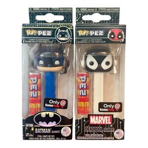 Funko Pop PEZ Batman & Deadpool Gamer Candy Dispensers Game Stop Limited Ed. Set